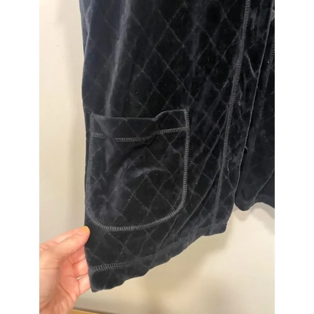 Vintage Susan Bristol Casuals Women's Med Black Velvet Quilted Shacket Cardigan